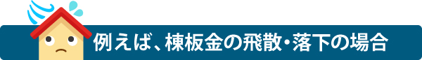 例えば、棟板金の飛散・落下の場合